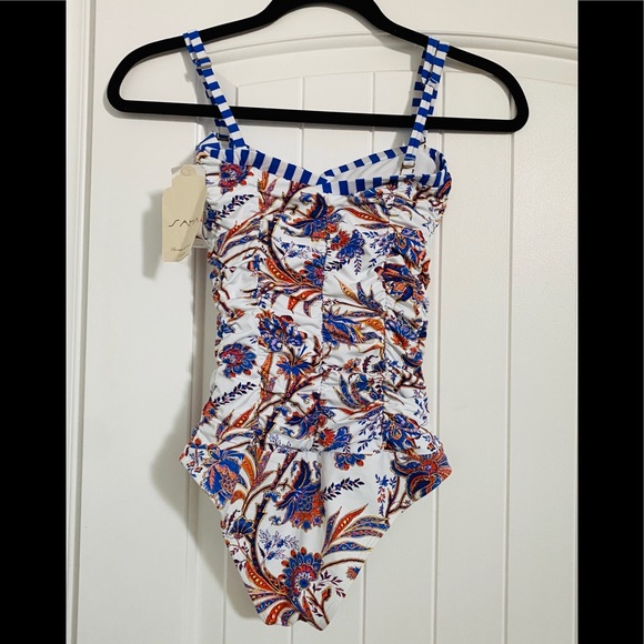Rare Anthropologie Saha Ruched One-Piece Swimsuit - Picture 3 of 5